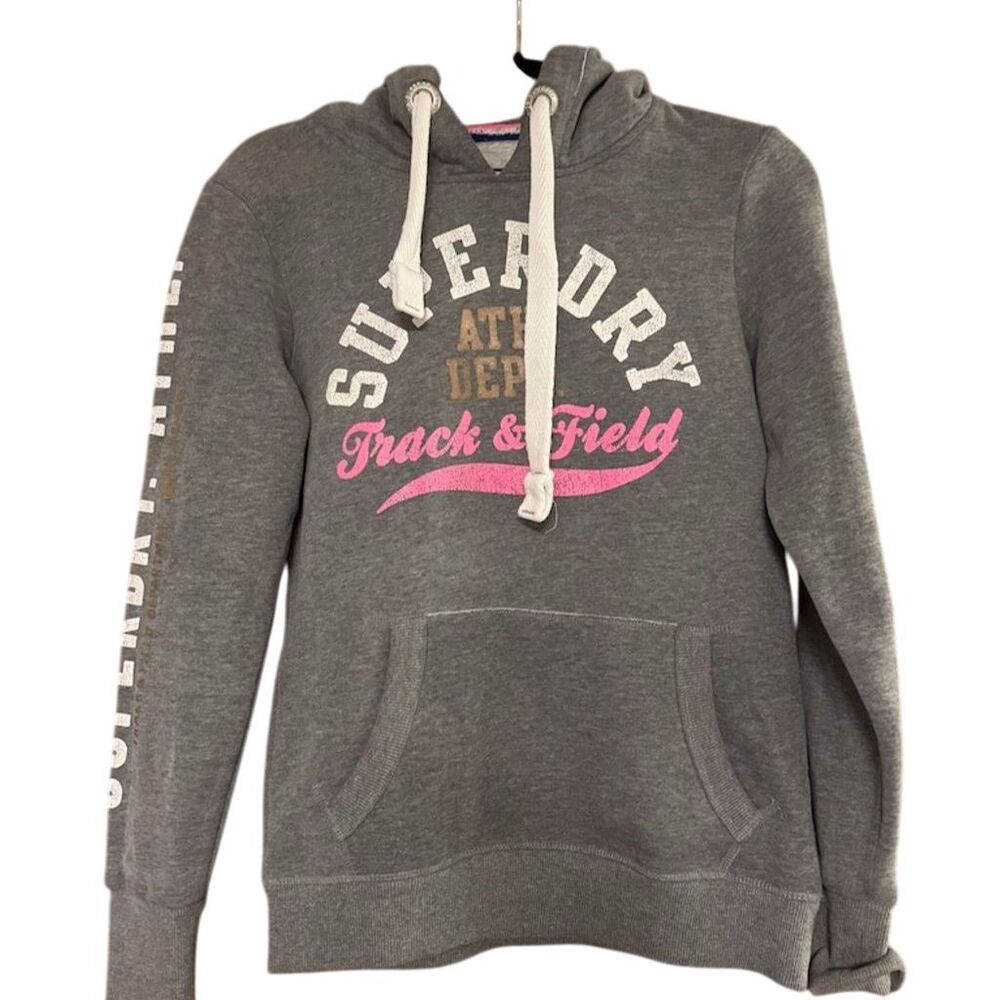 Superdry Unisex Gray Graphic Print Pullover Hoodie Size M